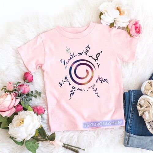 New Kawaii Ninja Boruto наруто T Shirt аниме Anime Clothes Cartoon Print Pink Girls T-shirt White Kids Clothes