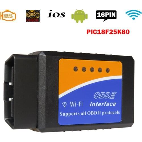 OBDII Interface ELM327 WiFi V1.5 OBD2 Car Diagnostic Tool PIC18F25K80 Chip ELM 327 V 1.5 WI-FI ODB Scanner For IPhone/Android