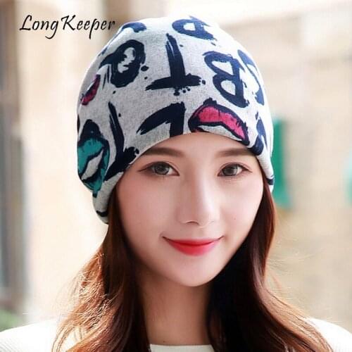 Long Keeper Fashion Letter Beanies Hats For Women Winter Warm Cotton Unisex Knitted Beanies Female Cap Beanies Adult Casual Hats