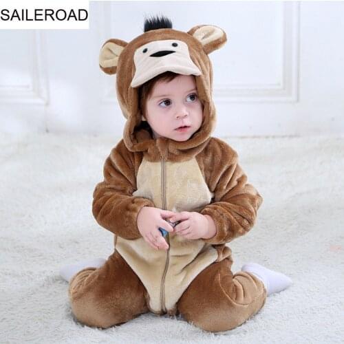 SAILEROAD Cartoon Flannel Sleep Gown Animals Pajamas Baby Boys sleepers Girls Monkey Jumpsuit Kigurumi Outfits Crawling suit