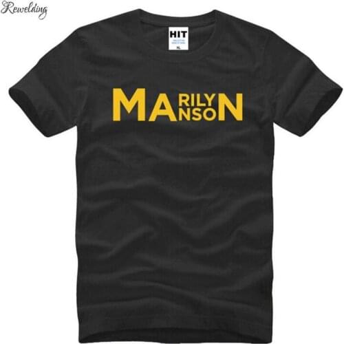 Rock Music Band Marilyn Manson Letter Printed T Shirts Men Summer Short Sleeve O-Neck Cotton Mens T Shirt Rock Fans Clothing