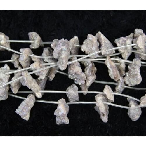 Gray Color Druzy Crystal Geode Quartz Stone Pendant Neckace 15-25mm Each Druzy Crystal Rock Gems Necklace