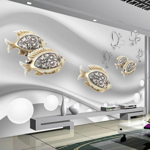 8d mordern Wallpaper Mural wall stickers for kids rooms and living room 8d fish Photo Mural 3D Decor Wall Decals Art