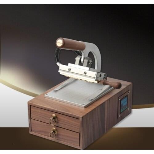 Vintage walnut manual leather hot stamping machine manual leather stamping machine paper notebook integrated copper mold hot sta