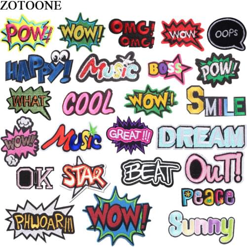 ZOTOONE Embroidered Letter Patches For Clothes Iron On Letters Ptch Stickers Applique DIY Jeans Iron Sticker For Clothing D