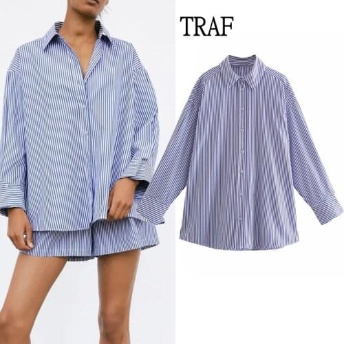 Голубые блузки TRAF China At AliExpress
