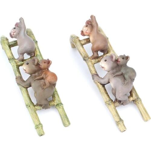 Fun Ladder Small Koala Potted Decoration Ornaments Climbing Ladder Animal Resin Ornament Garden Plant Pot Resin Decoration