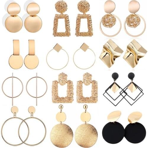 Vintage Circle Pearl Hanging Earrings For Women Geometric Heart Boho Hoop Earrings Trendy Statement Simple Leaf Earrings Jewelry