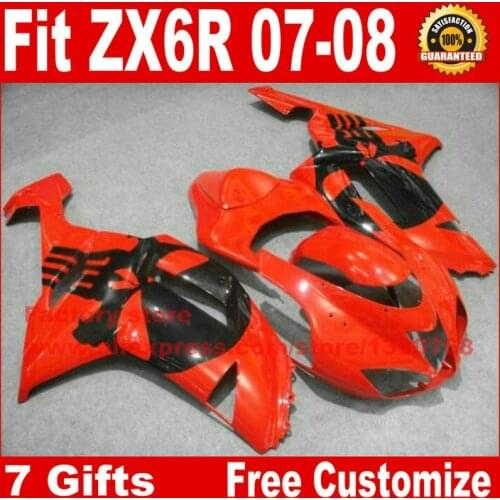 High quality fairing kit for Kawasaki ZX6R fairings 2007 2008 red black bodywork parts ZX-6R 07 08 Ninja 636 AV62