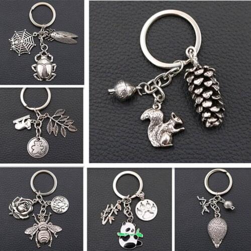 WKOUD/Creative Animal Metal Keychain Pet Charms Nature Charms Wild Insect Charms DIY Bag Hanging Jewelry Key Chain A1244