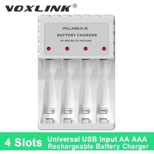 VOXLINK Battery Charger Four-Slot Multi Smart Fast Chargers AAA/AA Ni-MH Ni-Cd with LED Indicator For Remote Control Power Bank