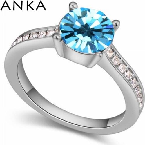 ANKA brand real new simple trendy wedding crystal ring rhodium plated jewelry for women love CZ weddings rings set #115233
