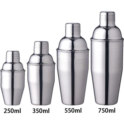 1Pcs 250/350/550/750ml Stainless Steel Cocktail Shaker Cocktail Mixer Wine Martini Drinking Boston Style Shaker Party Bar Tools
