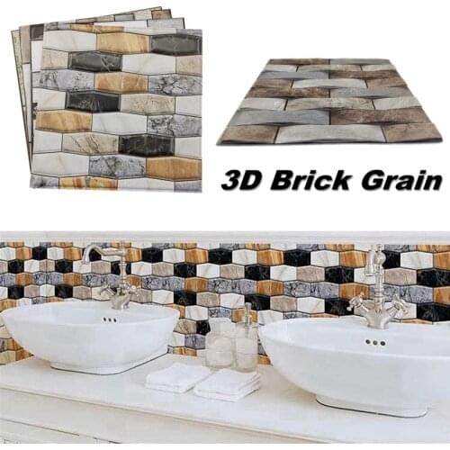 10/20pcs 3D Wall Sticker Marble Pattern PVC Waterproof Self-Adhesive Wall Paper 30x30cm Brick Grain Bathroom Wall Stickers