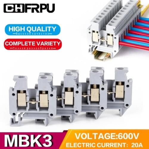 10Pcs Din Rail Terminal Block UK-MBK3 Connductor Universal Class Screw Wire Connector Strips Disassemble assembly