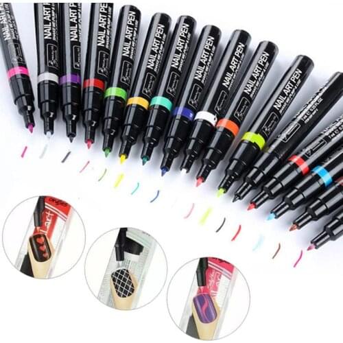 16 Colors Set Nail Art Pen for 3D Nail Art DIY Decoration Nail Polish Pen Set 3D Design Nail Beauty Tools Paint Pens #F