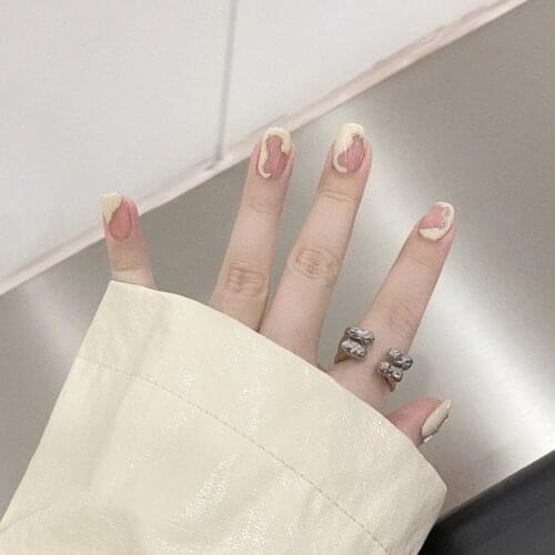 24pcs Fake Nails With Glue Type Removable Long Paragraph Fashion Manicure False Nails Press On Nails Square Designs For Girls DL