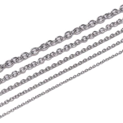 5meter/lot 1.2 1.6 2.5 3 mm Cross Stainless Steel Necklaces Chains Bulk Link Chain For DIY Jewelry Making Findings Accessories