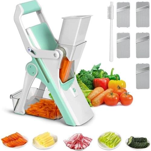 5 in 1 Vegetable Cutter Mandoline Slicer Manual Food Chopper Fruit Potato Cucumber Carrot Meat Slicer Shredder Ninja Safe Slice