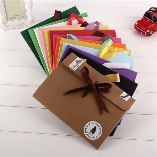 500pcs/lot 24*18*0.7cm bow Envelope Kraft paper pocket bag Kerchief Handkerchief Silk scarf packing boxes Envelope box