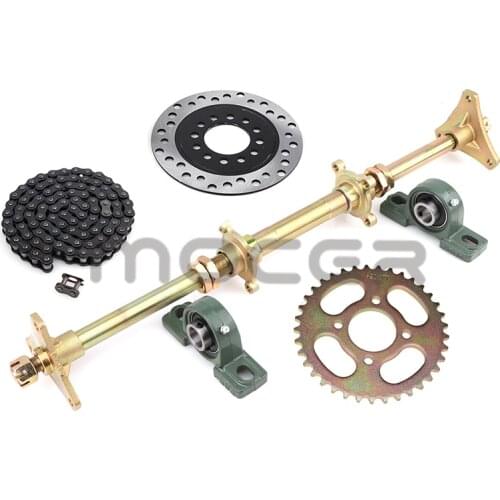610mm ATV Go Karts Rear Axle kits STD 20mm Complete Assembly with Carrier Hub Brake Disc Chain Sprocket 420-37T With 140L chain