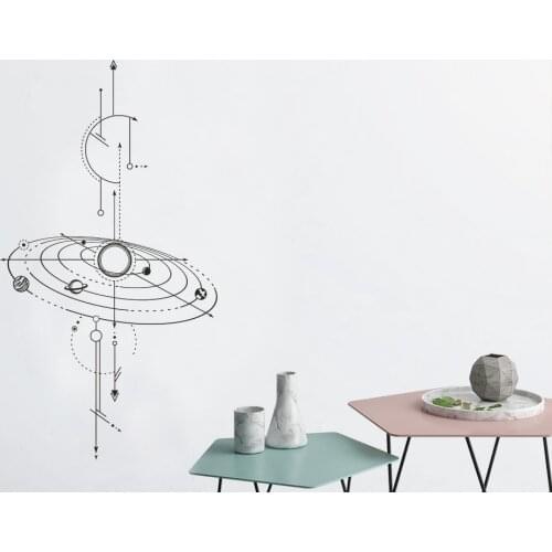 Large Size Vertical Geometric Wall Decal - Astronomy Science Vinyl Sticker, Boyfriend Gift,Outer Space Room Decoration LR76