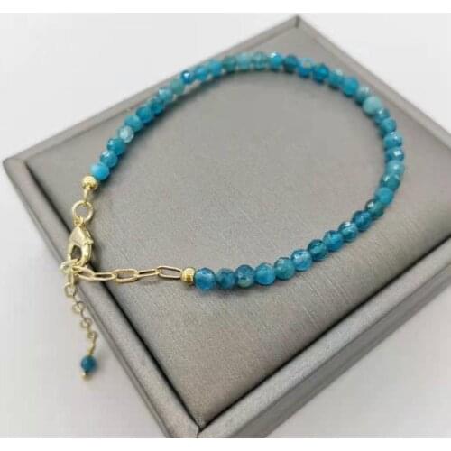 Faceted Apatite Bracelet Delicate Adjustable 14K Gold Filled Chains Natural Stones Pulsera Mujer Unique Women Boho Bracelet