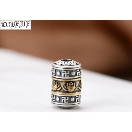 100% 925 Silver Jewelry Beads Tibetan Lotus Bead Wanzi Symbol Bead Buddhist Wanzi Bead Lucky Symbol Beads DIY Jewelry Findings