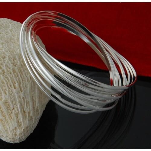 Pure woman N925 silver color fashion jewelry promotion wholesale price bracelet top quality exquisite gift 10 ring bracelet