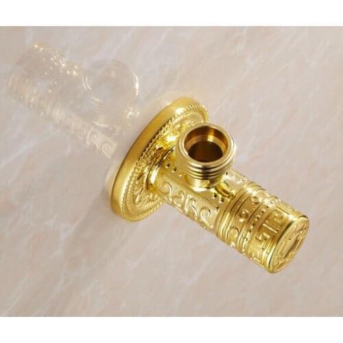 2015 Limited Promotion Shower Holder Shower Arm European Antique Gold Copper Art Full-carved Triangle Valve Angle Common Cold