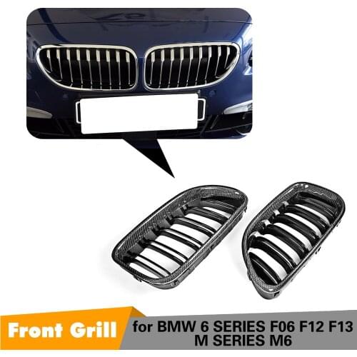 F06 F12 F13 Carbon Fiber Front Bumper Racing Grille Cover for BMW 6 Series M6 650i M Sport Coupe Convertible 2-Door 2012-2013