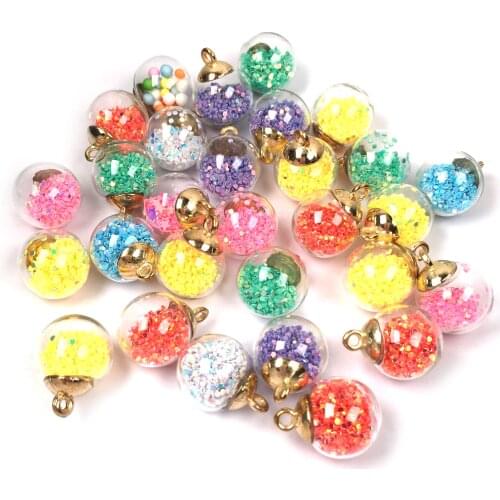 Colorful Transparent vial glass ball Charms Plastic sequins pendant Earring For Jewelry Making DIY Necklace Accessories
