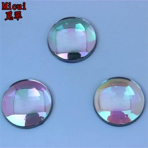 Micui 20PCS 22mm Crystal AB Round Acrylic Rhinestones Flatback Rhinestones Stones For Strass Clothing Decorations No Hole MC525