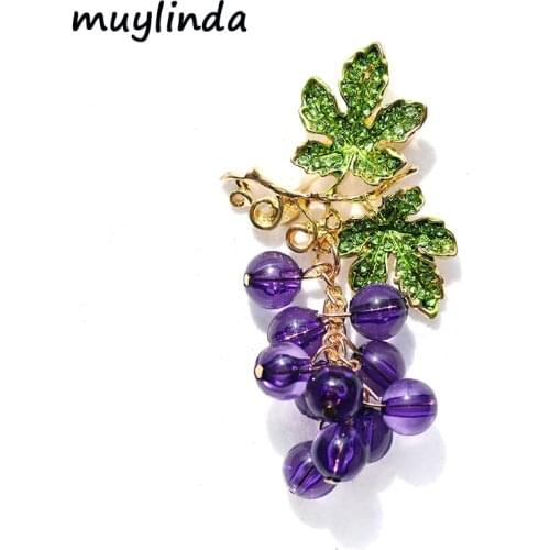 Muylinda Grape Fruit Brooch Pin Fashion Rhinestone Brooches For Women Costume Jewelry Pins Scarf Clip