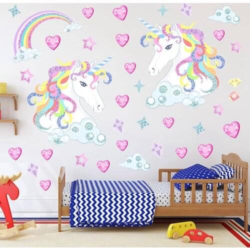 Unicorn Star Heart Rainbow Wall Sticker Living Room Bedroom Home Decor Wall Stickers for Kids Rooms Decoracion 28X28CM