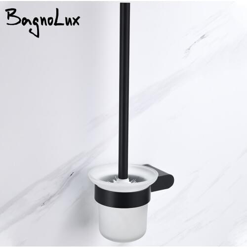 New Toilet Brush Holders Stainless Steel Matt Black Toilet Bowl Brush Clean Ceramic Bathroom WC Accessories