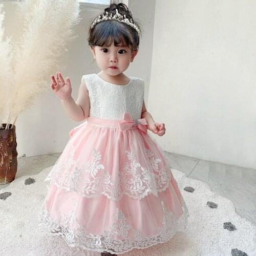 Flower Embroidery Vestidos Baby Girls Tutu Dress Opening Ceremony Clothing Party Elegant Wear Girls Princess Dress Kids Vestidos