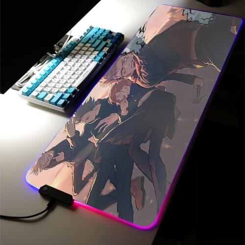 MRGLZY Hot Anime Drop Shipping Multi-size Large RGB Mouse Pad Jujutsu Kaisen LED Light Gamer Gaming Accessories DeskMat for Csgo