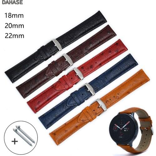 18mm 20mm 22mm Watch Strap Retro Ostrich Style Genuine Leather Watch Band Quick Release Pins Replace Watch Bracelet