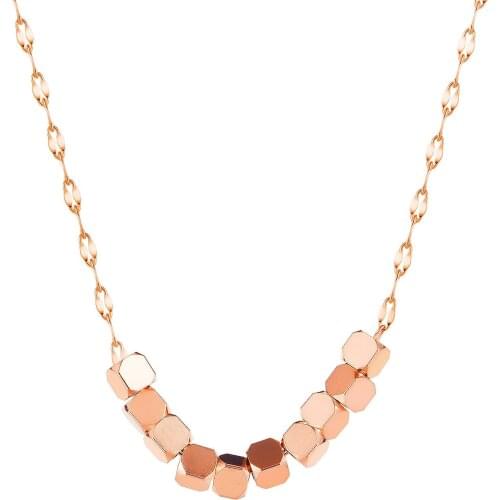 Rose Gold Geometric Square Cube Necklaces for Woman Girl Sister Anniversary Festival Party Jewelry