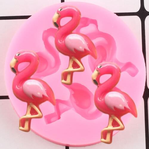 Flamingos Silicone Mold Chocolate Candy Clay Molds Cookie Baking DIY Baby Birthday Cupcake Topper Fondant Cake Decorating Tools