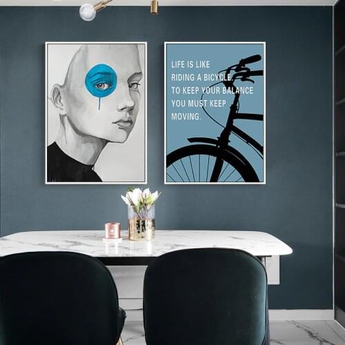 Nordic Abstract Painting Blue style quote blue eye wall Art Picture Poster Mural Canvas paintings bedroom Living Room Home Decor