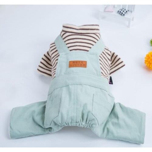 Dog Pet Winter Clothes Apparel Striped Cotton Dog Cat Jumpsuit Dog Pet Winter&Autumn Coat Classic Pet Puppy Cat Apparel 5 sizes