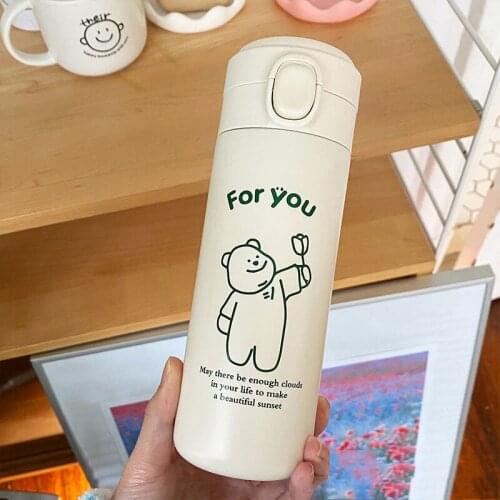 320/450ml Cartoons Stainless Steel Vacuum Flask Coffee Tea Milk Travel Cup Cute Bear Water Bottle Insulated Thermos