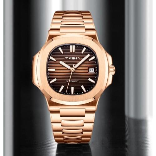 TESEN Automatic Mechanical Business Watches Men Top Luxury Brand Stainless Steel luminous Waterproof 50M wristwatch nautilus