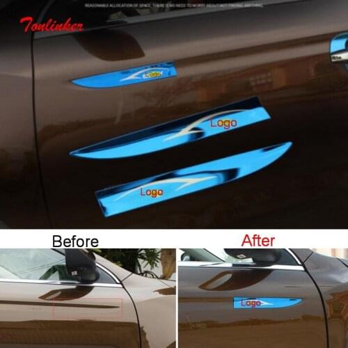 Tonlinker Exterior Car Door decoration Cover sticker For Geely Atlas 2016-19 Car Styling 2 PCS Stainless steel Covers sticker