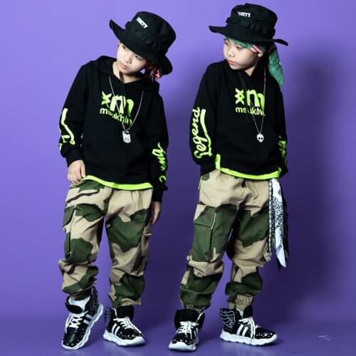 Hip Hop Dancewear Rave Outfit Street Dancing Clothing Long Sleeve Boys Clothes Stage Costume Designer Clothes Kids Jogger DL7610