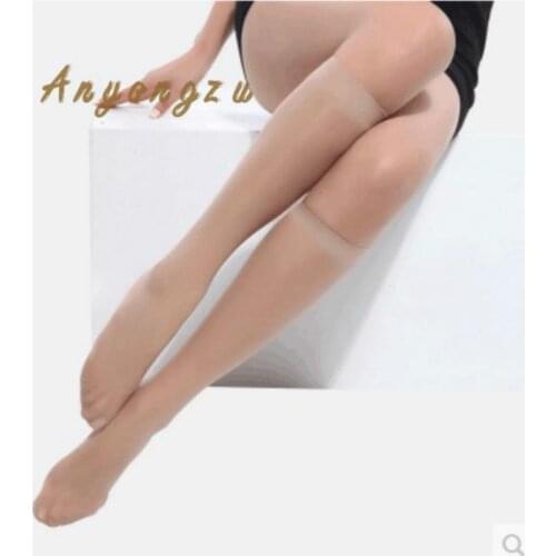 10pair/lot Thin Knee Womens Nylon Comfortable Stockings Half Super Transparent Skin Black Knee Highs Socks Nylon Stocking