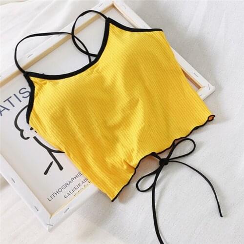 2020 Summer Halter Tops Women Backless Bandage Sexy Cropped Tops Women Solid Cotton Underwear Tops For Women