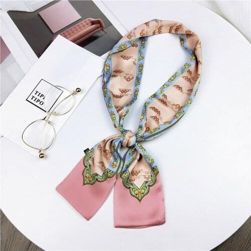Ladies handle bag multifunctional chinese palace element printed headband foulard cheveux small thin long twill narrow scarf